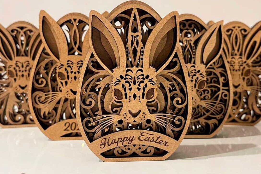 Σετ των 2 Intra απο ξύλο plywood  Χρώμα wenge 3mm-4mm πάχος - Πασχαλινό Διακοσμητικό Δέσμη Αυγών, κομμένο Δίασταση 5x4 cm INTRAFABR-33121251