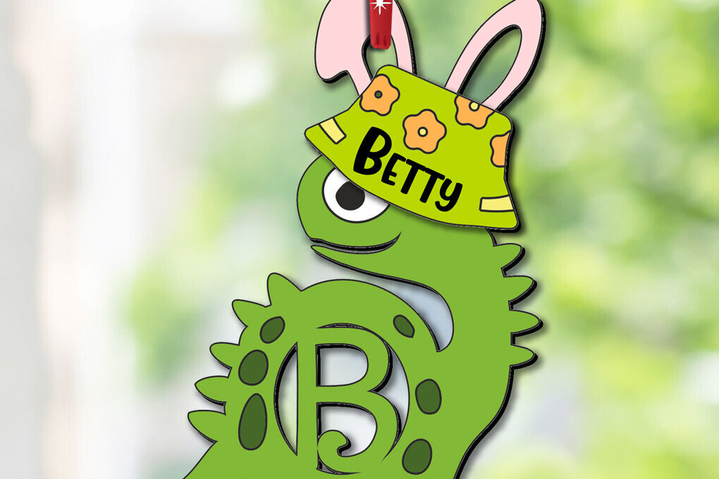 Σετ των 2 Intra απο ξύλο plywood  Χρώμα wenge 3mm-4mm πάχος - Πασχαλινό Dino Γράμμα B Καλάθι Όνομα Ετικέτα Δίασταση 6x6 cm INTRAFABR-76793427