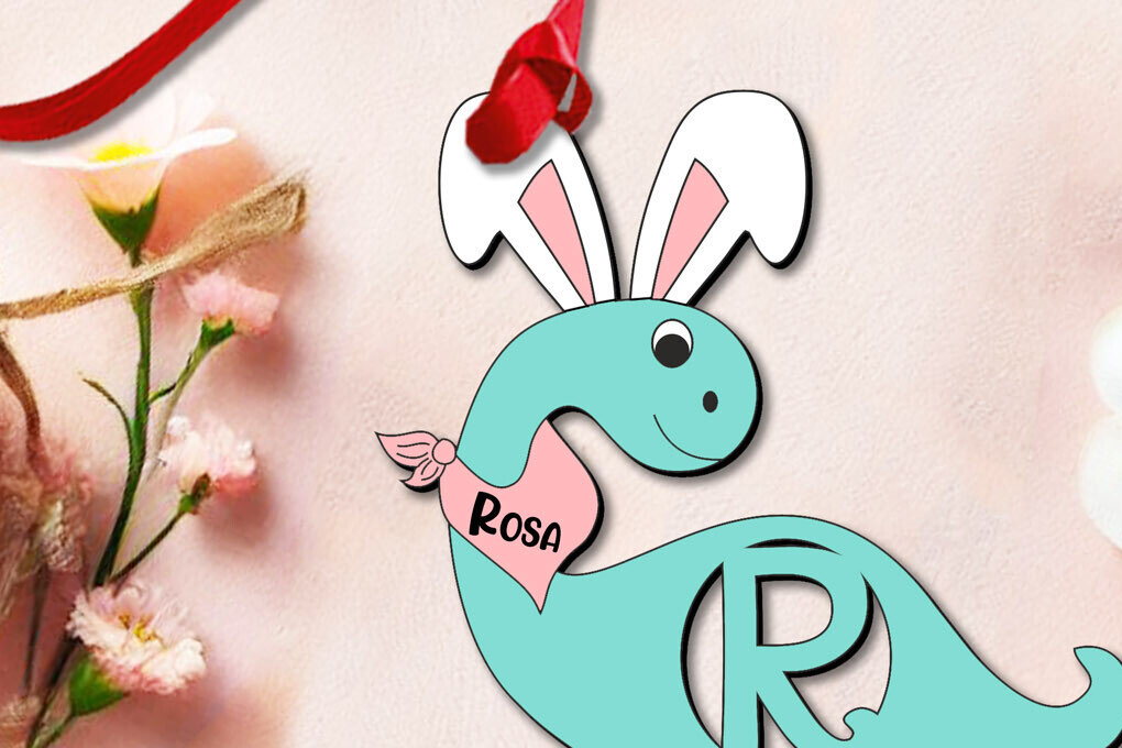 Σετ των 2 Intra απο ξύλο plywood  Χρώμα wenge 3mm-4mm πάχος - Πασχαλινό Ντίνο Γράμμα R Ετικέτα ονόματος καλαθιού Δίασταση 6x6 cm INTRAFABR-76793444