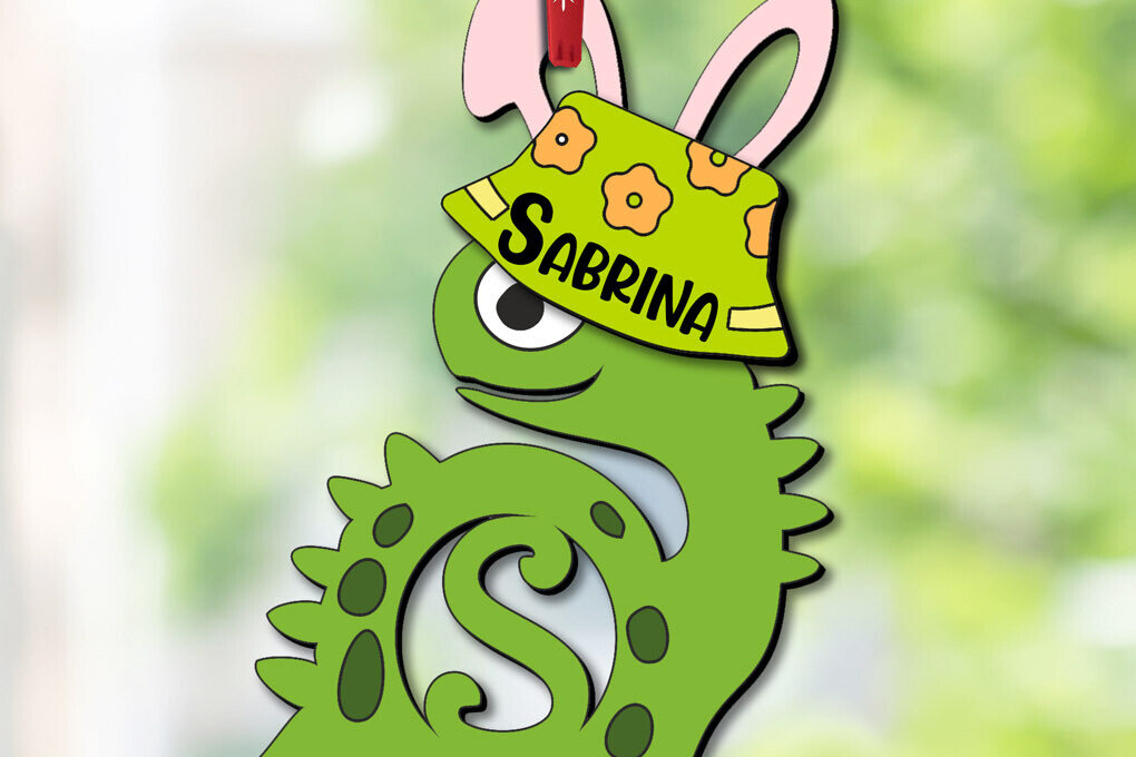 Σετ των 2 Intra απο ξύλο plywood  Χρώμα wenge 3mm-4mm πάχος - Πασχαλινό Dino Letter S Στολίδι Κρεμάστρα Δίασταση 6x6 cm INTRAFABR-76960399