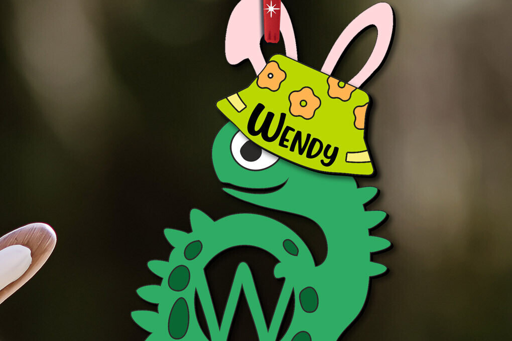 Σετ των 2 Intra απο ξύλο plywood  Χρώμα wenge 3mm-4mm πάχος - Πασχαλινό Dino Letter W Κρεμάστρα Στολίδι Δίασταση 6x6 cm INTRAFABR-78634049