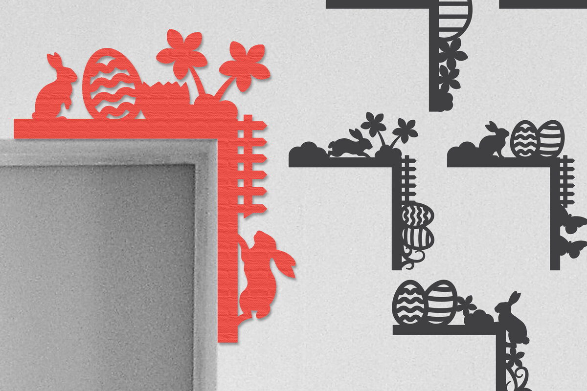 Intra απο ξύλο plywood  Χρώμα wenge 3mm-4mm πάχος - Πασχαλινή πόρτα γωνιακή δέσμη Lasercut Δίασταση 30x20 cm INTRAFABR-79367577