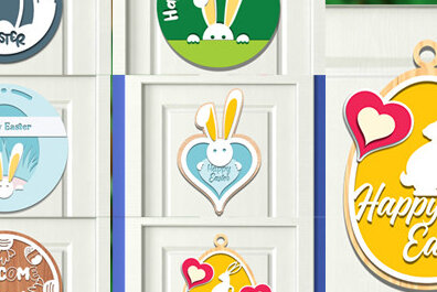 Σετ των 2 Intra απο ξύλο plywood  Χρώμα wenge 3mm-4mm πάχος - Πασχαλινή κρεμάστρα πόρτας Bundle Δίασταση 15x15 cm INTRAFABR-125129434