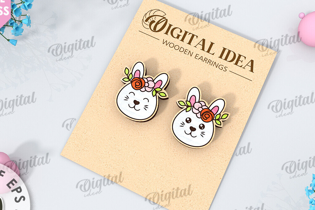 Σετ των 3 Intra απο ξύλο plywood  Χρώμα wenge 3mm-4mm πάχος - Πασχαλινά σκουλαρίκια με λέιζερ. Άνοιξη Δίασταση 3x3 cm INTRAFABR-107319623