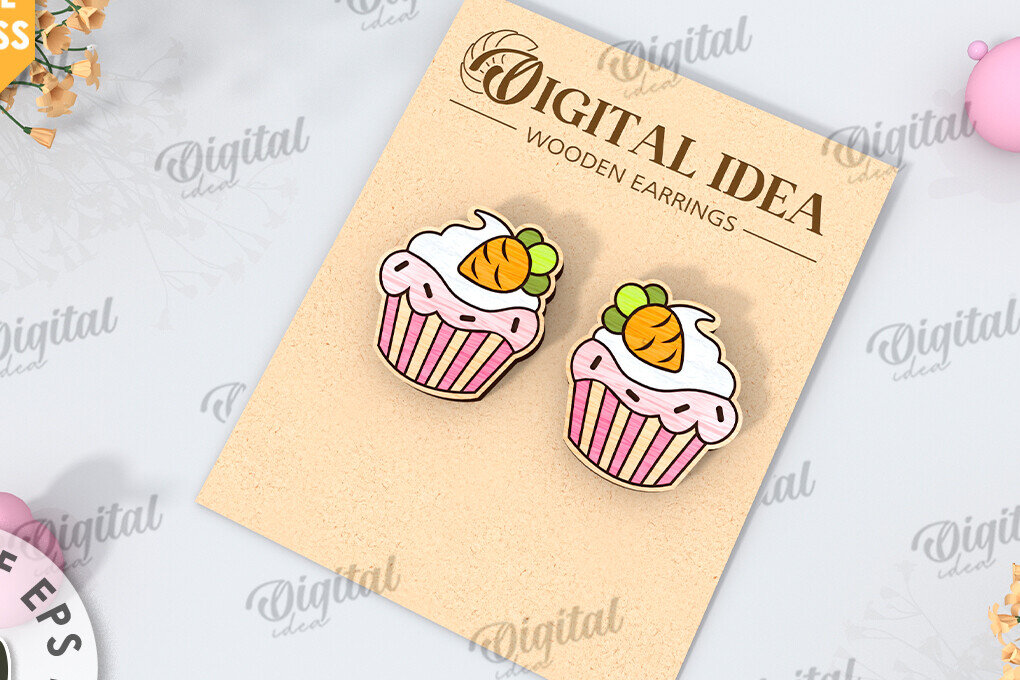 Σετ των 3 Intra απο ξύλο plywood  Χρώμα wenge 3mm-4mm πάχος - Πασχαλινά σκουλαρίκια με λέιζερ. Άνοιξη Δίασταση 3x3 cm INTRAFABR-107319654