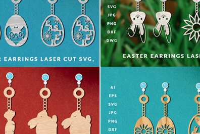 Σετ των 3 Intra απο ξύλο plywood  Χρώμα wenge 3mm-4mm πάχος - Πασχαλινά σκουλαρίκια Bundle Δίασταση 3x3 cm INTRAFABR-108872439