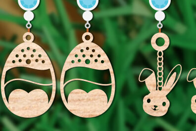 Σετ των 3 Intra απο ξύλο plywood  Χρώμα wenge 3mm-4mm πάχος - Πασχαλινά σκουλαρίκια Δίασταση 3x3 cm INTRAFABR-108872407