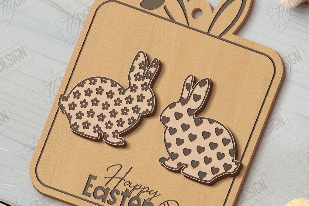 Σετ των 3 Intra απο ξύλο plywood  Χρώμα wenge 3mm-4mm πάχος - Πασχαλινά Σκουλαρίκια | Ανοιξιάτικο Σχέδιο |Διακοπές Δίασταση 3x3 cm INTRAFABR-102484326