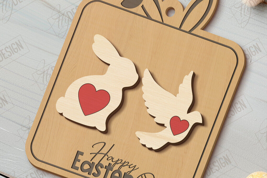 Σετ των 3 Intra απο ξύλο plywood  Χρώμα wenge 3mm-4mm πάχος - Πασχαλινά Σκουλαρίκια | Ανοιξιάτικο Σχέδιο |Διακοπές Δίασταση 3x3 cm INTRAFABR-102579346