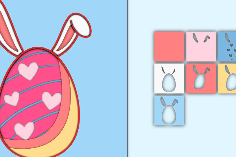 Σετ των 2 Intra απο ξύλο plywood  Χρώμα wenge 3mm-4mm πάχος - Πασχαλινό αυγό 3D Χαρτί κοπής Πολυστρωματικό Δίασταση 15x15 cm INTRAFABR-103581768