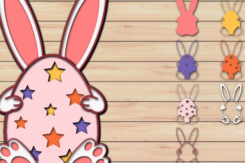 Σετ των 2 Intra απο ξύλο plywood  Χρώμα wenge 3mm-4mm πάχος - Πασχαλινό αυγό 3D Χαρτί κοπής Πολυστρωματικό Δίασταση 15x15 cm INTRAFABR-106765055