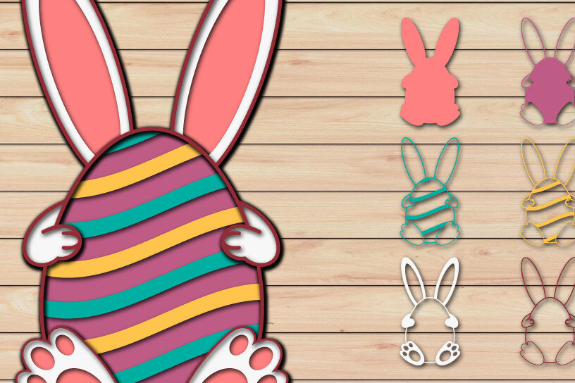 Σετ των 2 Intra απο ξύλο plywood  Χρώμα wenge 3mm-4mm πάχος - Πασχαλινό αυγό 3D Χαρτί κοπής Πολυστρωματικό Δίασταση 15x15 cm INTRAFABR-106765150