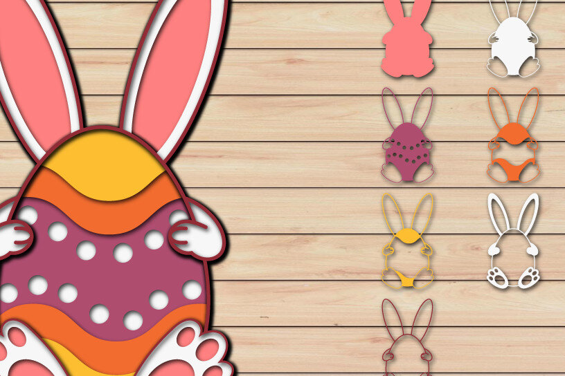 Σετ των 2 Intra απο ξύλο plywood  Χρώμα wenge 3mm-4mm πάχος - Πασχαλινό αυγό 3D Χαρτί κοπής Πολυστρωματικό Δίασταση 15x15 cm INTRAFABR-106765155