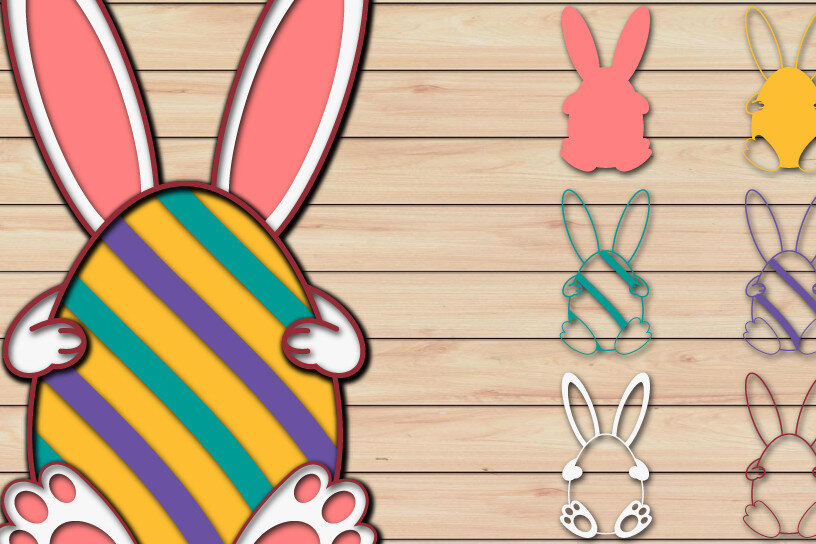 Σετ των 2 Intra απο ξύλο plywood  Χρώμα wenge 3mm-4mm πάχος - Πασχαλινό αυγό 3D Χαρτί κοπής Πολυστρωματικό Δίασταση 15x15 cm INTRAFABR-106765039