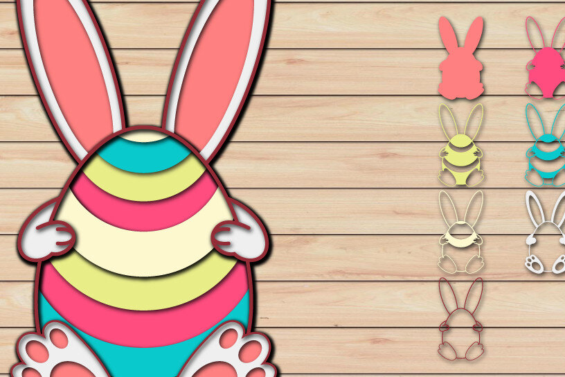 Σετ των 2 Intra απο ξύλο plywood  Χρώμα wenge 3mm-4mm πάχος - Πασχαλινό αυγό 3D Χαρτί κοπής Πολυστρωματικό Δίασταση 15x15 cm INTRAFABR-106883550