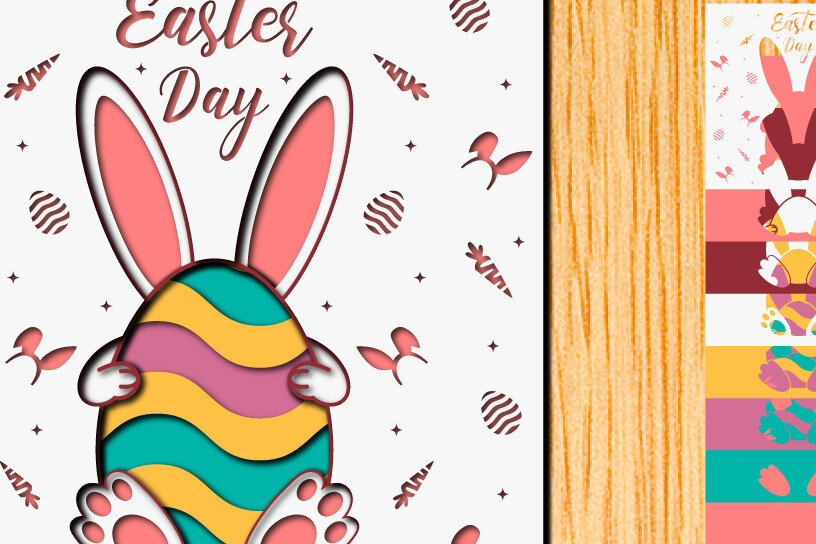 Σετ των 2 Intra απο ξύλο plywood  Χρώμα wenge 3mm-4mm πάχος - Πασχαλινό αυγό 3D Χαρτί κοπής Πολυστρωματικό Δίασταση 15x15 cm INTRAFABR-106607961