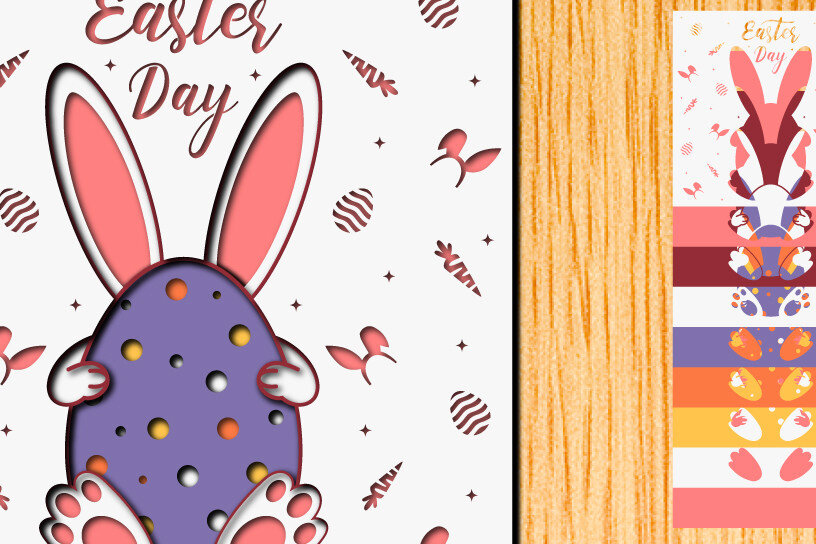 Σετ των 2 Intra απο ξύλο plywood  Χρώμα wenge 3mm-4mm πάχος - Πασχαλινό αυγό 3D Χαρτί κοπής Πολυστρωματικό Δίασταση 15x15 cm INTRAFABR-124976705