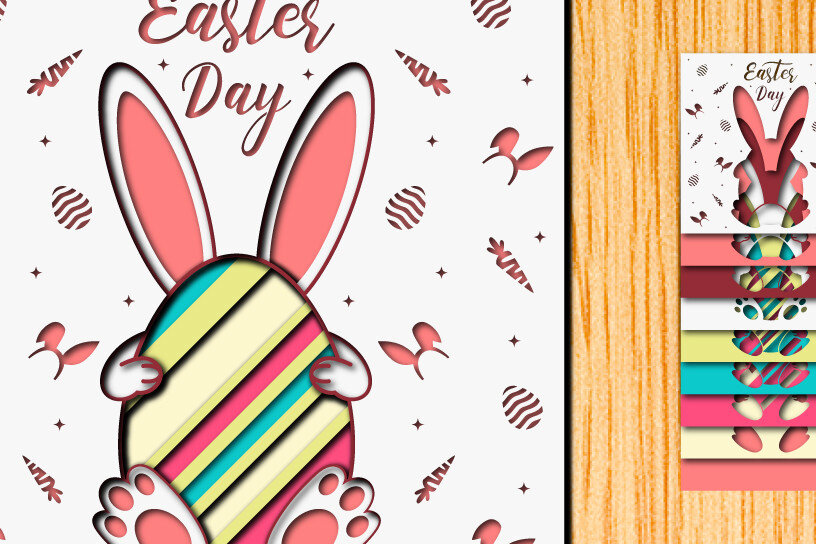 Σετ των 2 Intra απο ξύλο plywood  Χρώμα wenge 3mm-4mm πάχος - Πασχαλινό αυγό 3D Χαρτί κοπής Πολυστρωματικό Δίασταση 15x15 cm INTRAFABR-106859983