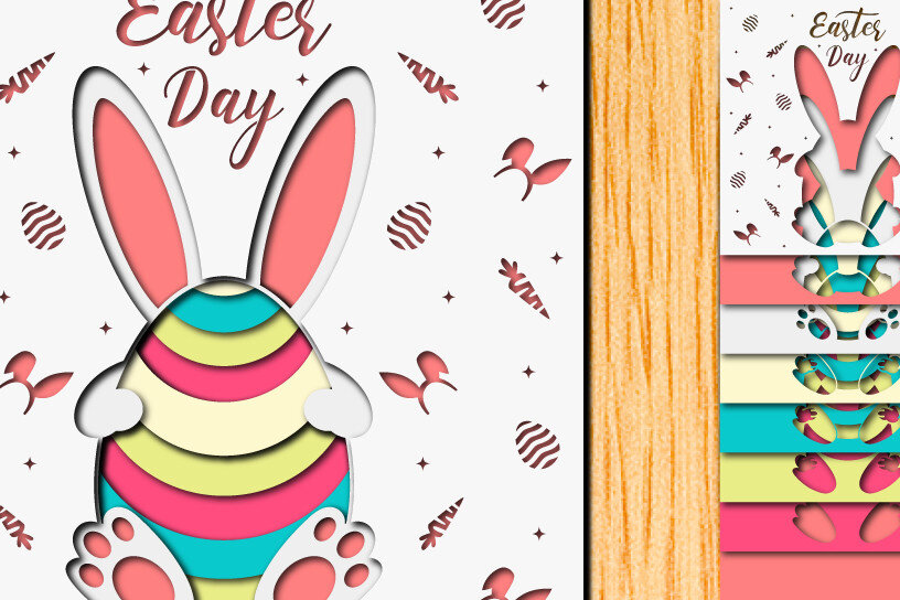 Σετ των 2 Intra απο ξύλο plywood  Χρώμα wenge 3mm-4mm πάχος - Πασχαλινό αυγό 3D Χαρτί κοπής Πολυστρωματικό Δίασταση 15x15 cm INTRAFABR-106859926