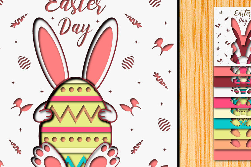 Σετ των 2 Intra απο ξύλο plywood  Χρώμα wenge 3mm-4mm πάχος - Πασχαλινό αυγό 3D Χαρτί κοπής Πολυστρωματικό Δίασταση 15x15 cm INTRAFABR-106607931