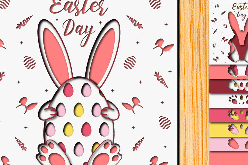 Σετ των 2 Intra απο ξύλο plywood  Χρώμα wenge 3mm-4mm πάχος - Πασχαλινό αυγό 3D Χαρτί κοπής Πολυστρωματικό Δίασταση 15x15 cm INTRAFABR-102872812