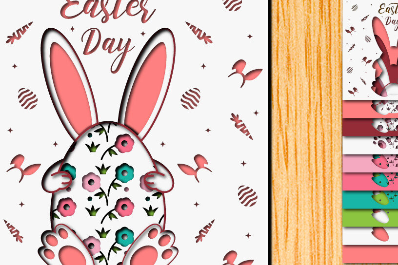 Σετ των 2 Intra απο ξύλο plywood  Χρώμα wenge 3mm-4mm πάχος - Πασχαλινό αυγό 3D Χαρτί κοπής Πολυστρωματικό Δίασταση 15x15 cm INTRAFABR-102843569