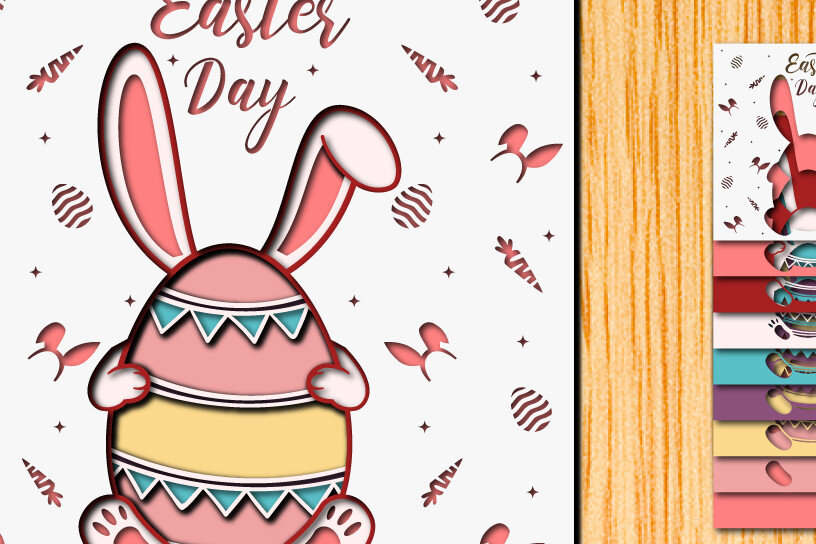 Σετ των 2 Intra απο ξύλο plywood  Χρώμα wenge 3mm-4mm πάχος - Πασχαλινό αυγό 3D Χαρτί κοπής Πολυστρωματικό Δίασταση 15x15 cm INTRAFABR-102819831