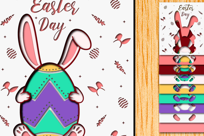 Σετ των 2 Intra απο ξύλο plywood  Χρώμα wenge 3mm-4mm πάχος - Πασχαλινό αυγό 3D Χαρτί κοπής Πολυστρωματικό Δίασταση 15x15 cm INTRAFABR-107171539