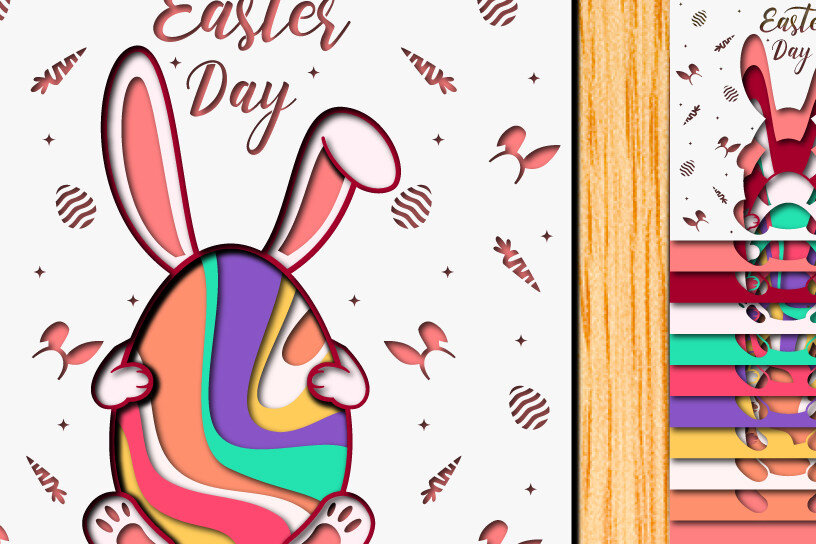 Σετ των 2 Intra απο ξύλο plywood  Χρώμα wenge 3mm-4mm πάχος - Πασχαλινό αυγό 3D Χαρτί κοπής Πολυστρωματικό Δίασταση 15x15 cm INTRAFABR-78859335