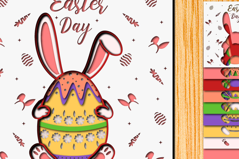 Σετ των 2 Intra απο ξύλο plywood  Χρώμα wenge 3mm-4mm πάχος - Πασχαλινό αυγό 3D Χαρτί κοπής Πολυστρωματικό Δίασταση 15x15 cm INTRAFABR-78859346