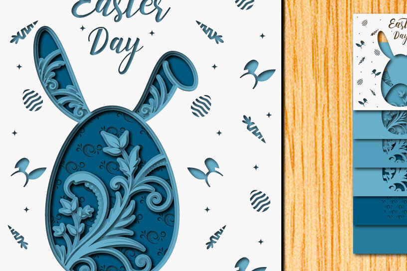 Σετ των 2 Intra απο ξύλο plywood  Χρώμα wenge 3mm-4mm πάχος - Πασχαλινό αυγό 3D Χαρτί κοπής Πολυστρωματικό Δίασταση 15x15 cm INTRAFABR-78859271