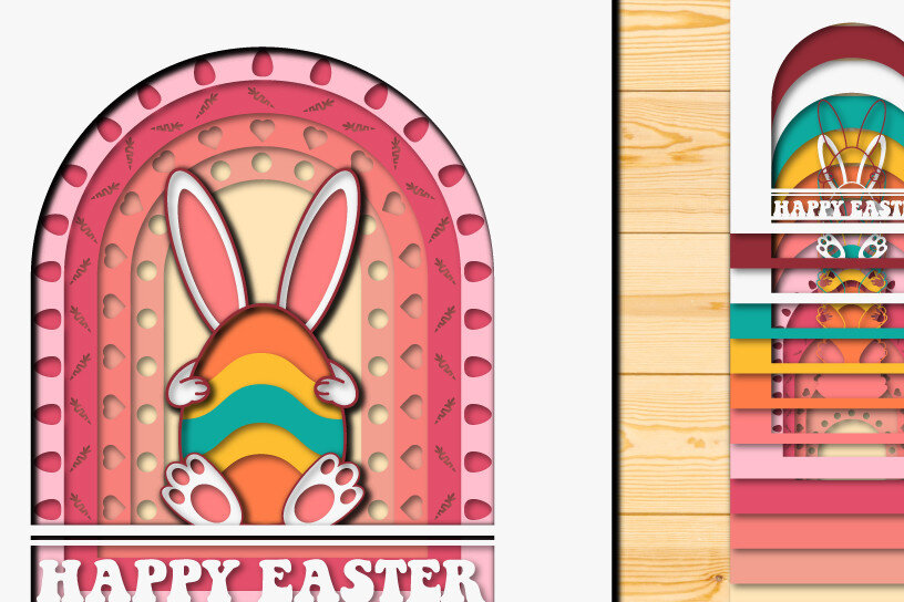 Σετ των 2 Intra απο ξύλο plywood  Χρώμα wenge 3mm-4mm πάχος - Πασχαλινό αυγό 3D Χαρτί κοπής Πολυστρωματικό Δίασταση 15x15 cm INTRAFABR-105815086