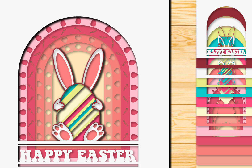 Σετ των 2 Intra απο ξύλο plywood  Χρώμα wenge 3mm-4mm πάχος - Πασχαλινό αυγό 3D Χαρτί κοπής Πολυστρωματικό Δίασταση 15x15 cm INTRAFABR-105267634