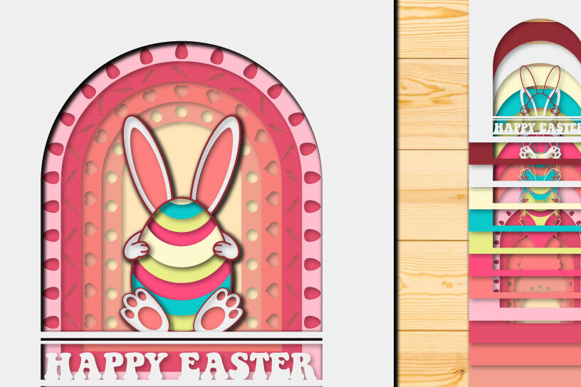 Σετ των 2 Intra απο ξύλο plywood  Χρώμα wenge 3mm-4mm πάχος - Πασχαλινό αυγό 3D Χαρτί κοπής Πολυστρωματικό Δίασταση 15x15 cm INTRAFABR-105815044