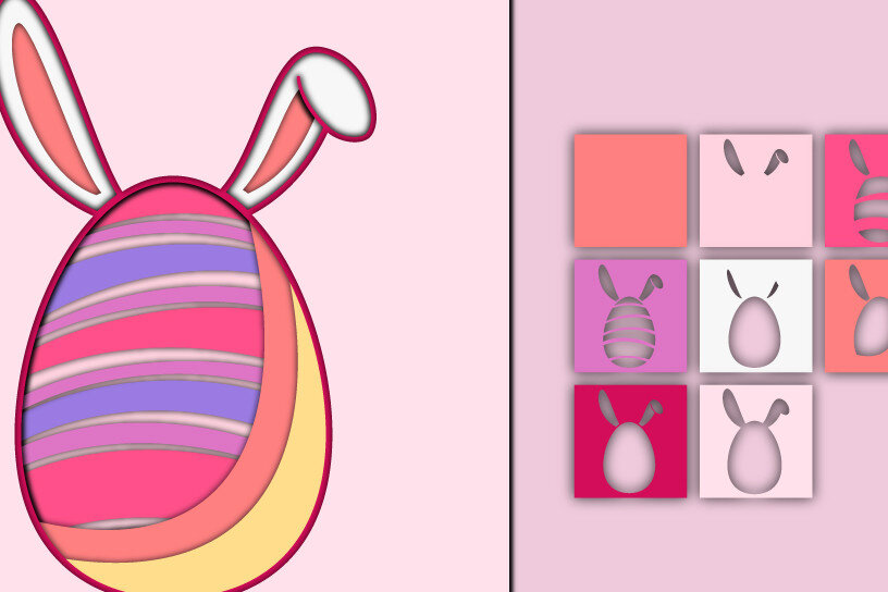 Σετ των 2 Intra απο ξύλο plywood  Χρώμα wenge 3mm-4mm πάχος - Πασχαλινό αυγό 3D Χαρτί κοπής Πολυστρωματικό Δίασταση 15x15 cm INTRAFABR-105815055