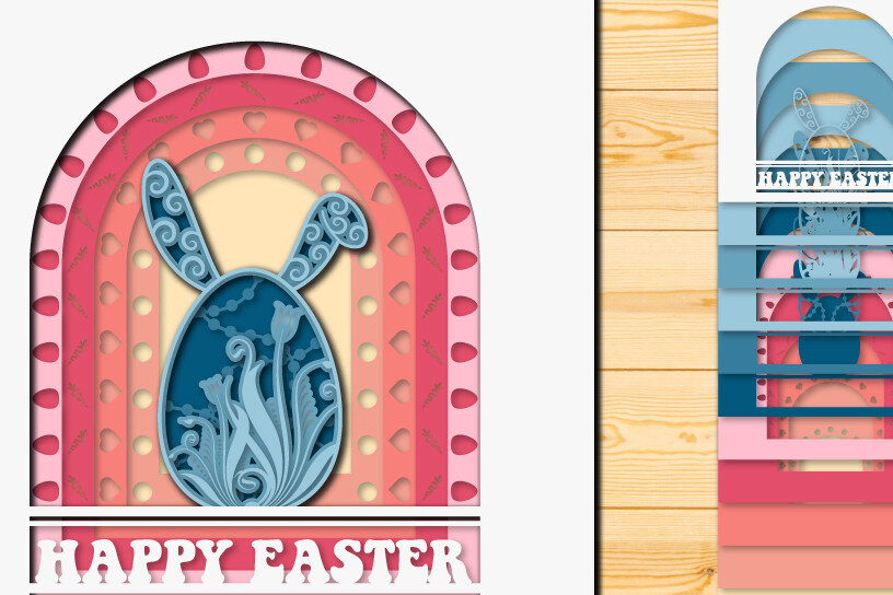 Σετ των 2 Intra απο ξύλο plywood  Χρώμα wenge 3mm-4mm πάχος - Πασχαλινό αυγό 3D Χαρτί κοπής Πολυστρωματικό Δίασταση 15x15 cm INTRAFABR-105319888