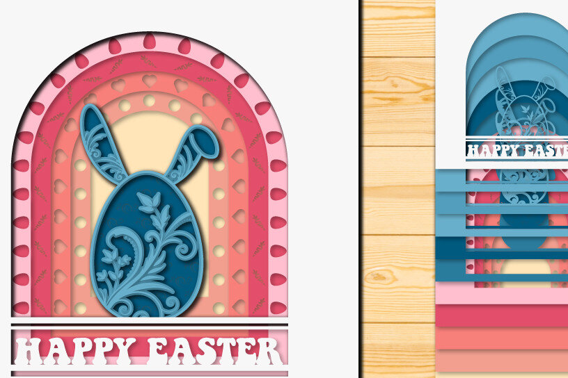 Σετ των 2 Intra απο ξύλο plywood  Χρώμα wenge 3mm-4mm πάχος - Πασχαλινό αυγό 3D Χαρτί κοπής Πολυστρωματικό Δίασταση 15x15 cm INTRAFABR-105267623