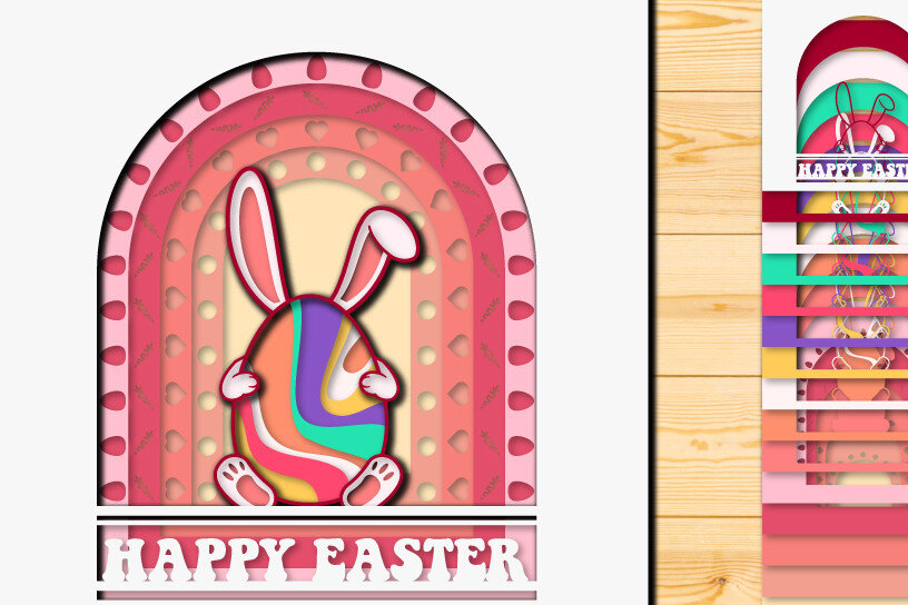 Σετ των 2 Intra απο ξύλο plywood  Χρώμα wenge 3mm-4mm πάχος - Πασχαλινό αυγό 3D Χαρτί κοπής Πολυστρωματικό Δίασταση 15x15 cm INTRAFABR-108381095