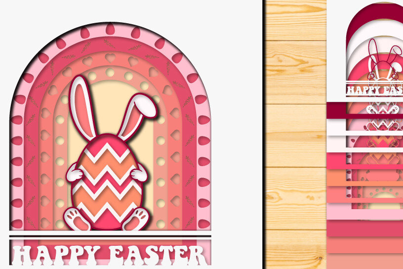 Σετ των 2 Intra απο ξύλο plywood  Χρώμα wenge 3mm-4mm πάχος - Πασχαλινό αυγό 3D Χαρτί κοπής Πολυστρωματικό Δίασταση 15x15 cm INTRAFABR-108381103