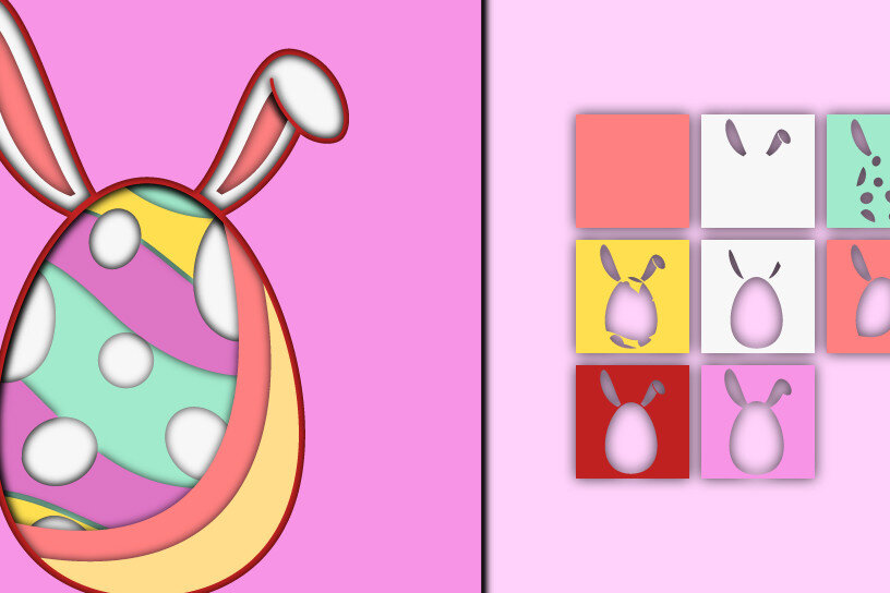 Σετ των 2 Intra απο ξύλο plywood  Χρώμα wenge 3mm-4mm πάχος - Πασχαλινό αυγό 3D Χαρτί κοπής Πολυστρωματικό Δίασταση 15x15 cm INTRAFABR-108381110