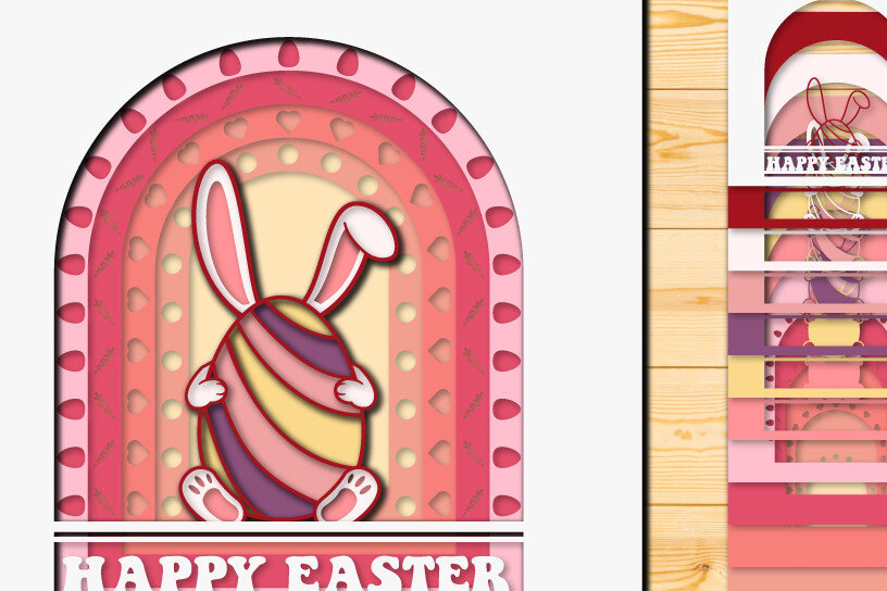 Σετ των 2 Intra απο ξύλο plywood  Χρώμα wenge 3mm-4mm πάχος - Πασχαλινό αυγό 3D Χαρτί κοπής Πολυστρωματικό Δίασταση 15x15 cm INTRAFABR-108381162