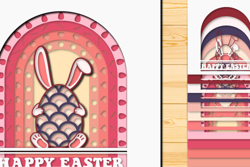 Σετ των 2 Intra απο ξύλο plywood  Χρώμα wenge 3mm-4mm πάχος - Πασχαλινό αυγό 3D Χαρτί κοπής Πολυστρωματικό Δίασταση 15x15 cm INTRAFABR-108428339