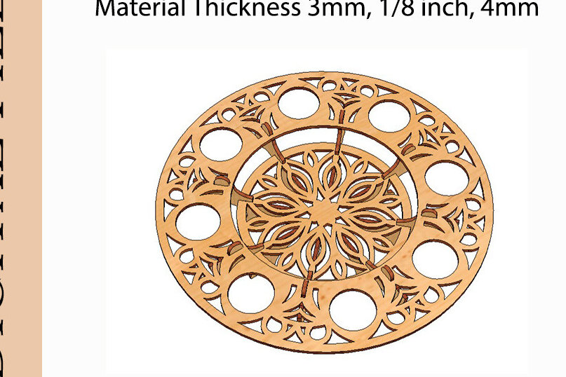 Σετ των 2 Intra απο ξύλο plywood  Χρώμα wenge 3mm-4mm πάχος - Στάση πασχαλινών αυγών και πασχαλινών κέικ Δίασταση 4x4 cm INTRAFABR-35441323