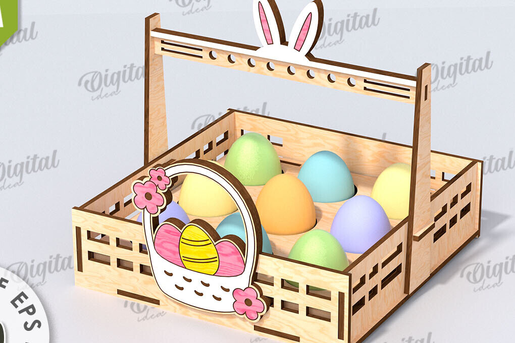 Σετ των 2 Intra απο ξύλο plywood  Χρώμα wenge 3mm-4mm πάχος - Πασχαλινό καλάθι με λέιζερ κοπή. Αυγοθήκη Δίασταση 15x15 cm INTRAFABR-88196233