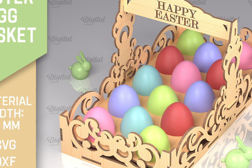 Σετ των 2 Intra απο ξύλο plywood  Χρώμα wenge 3mm-4mm πάχος - Λέιζερ Πασχαλινό Καλάθι Αυγών. Αυγοθήκη Δίασταση 15x15 cm INTRAFABR-61714776