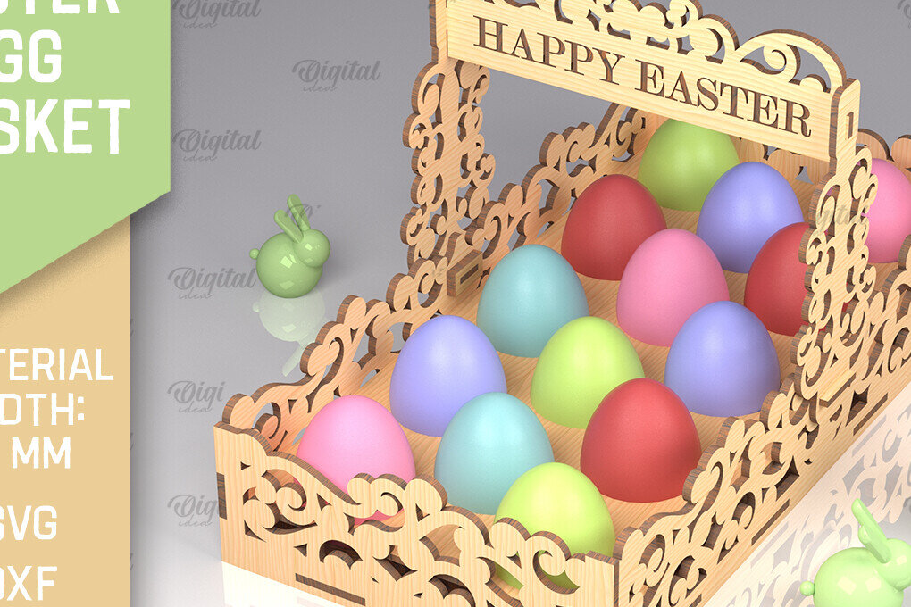 Σετ των 2 Intra απο ξύλο plywood  Χρώμα wenge 3mm-4mm πάχος - Λέιζερ Πασχαλινό Καλάθι Αυγών. Αυγοθήκη Δίασταση 15x15 cm INTRAFABR-61714789