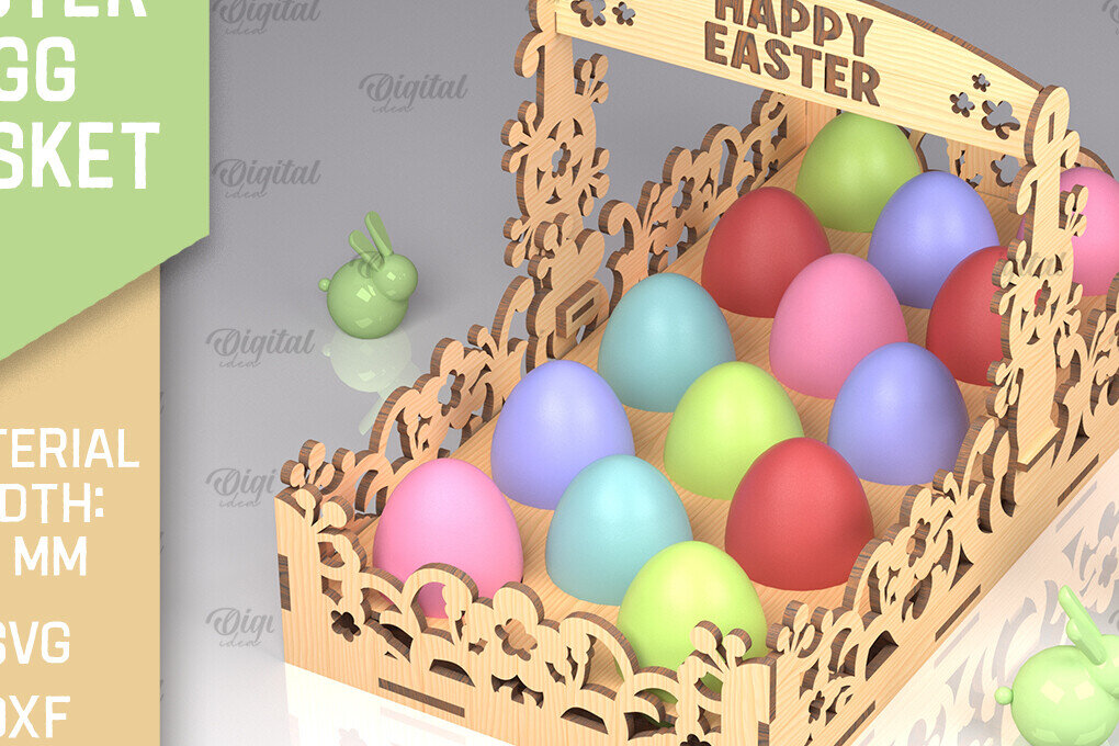 Σετ των 2 Intra απο ξύλο plywood  Χρώμα wenge 3mm-4mm πάχος - Λέιζερ Πασχαλινό Καλάθι Αυγών. Αυγοθήκη Δίασταση 15x15 cm INTRAFABR-61714805