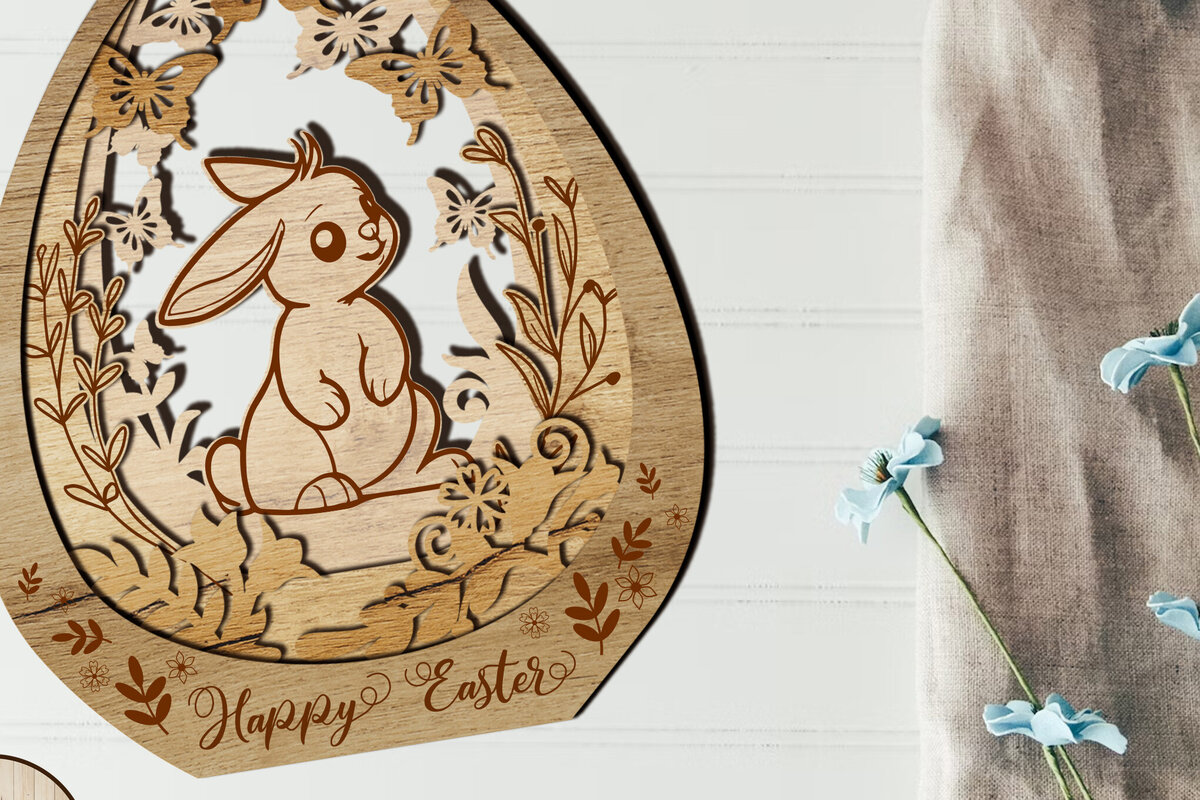 Σετ των 2 Intra απο ξύλο plywood  Χρώμα wenge 3mm-4mm πάχος - Διακοσμητικό στολίδι Πασχαλινό Αυγό, κομμένο Δίασταση 5x6 cm INTRAFABR-32329605