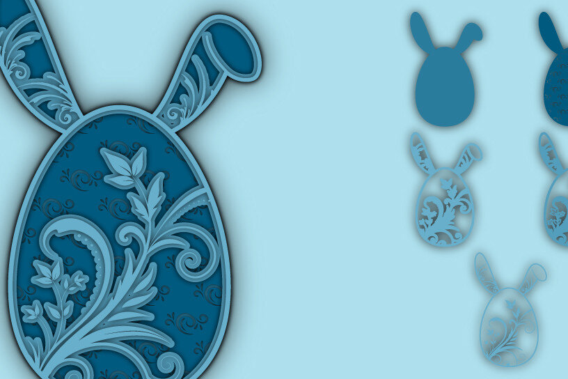 Σετ των 2 Intra απο ξύλο plywood  Χρώμα wenge 3mm-4mm πάχος - Πασχαλινό αυγό λουλουδάτο σχέδιο Χαρτί κοπής Δίασταση 15x15 cm INTRAFABR-7654604