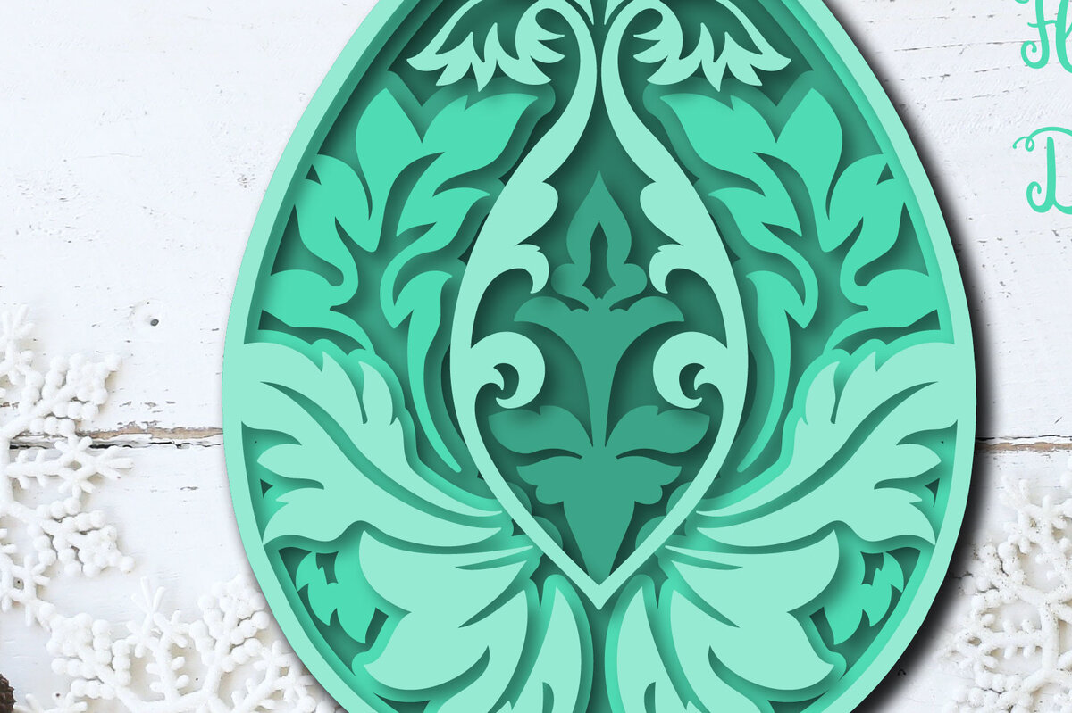 Σετ των 2 Intra απο ξύλο plywood  Χρώμα wenge 3mm-4mm πάχος - Πασχαλινό αυγό Floral Multilayer Δίασταση 15x15 cm INTRAFABR-58221803